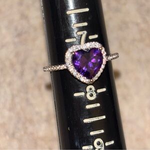 Purple Amethyst Heart Size 7.5 Ring